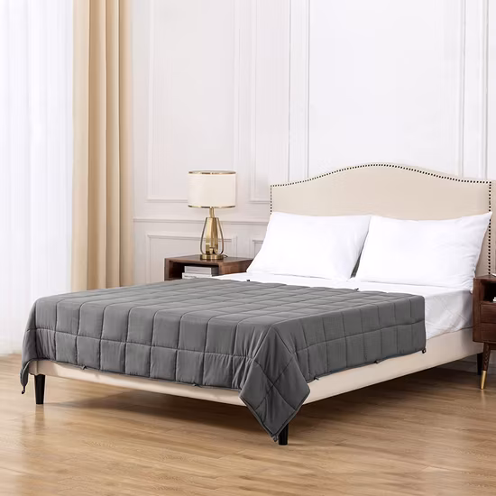 Personalizzazione del campione Coperta ponderata a doppio strato Minky con copertura in cotone Coperta morbida personalizzata di colore grigio